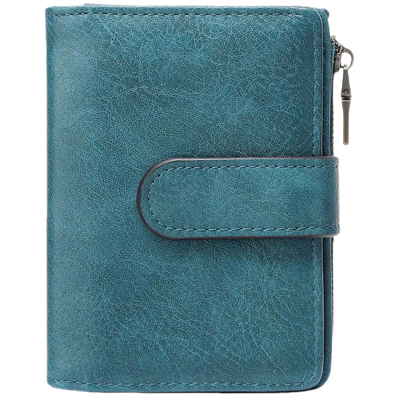 5453 Small Leather Wallet Rfid Blocking Bifold Compact With Zipper Coin